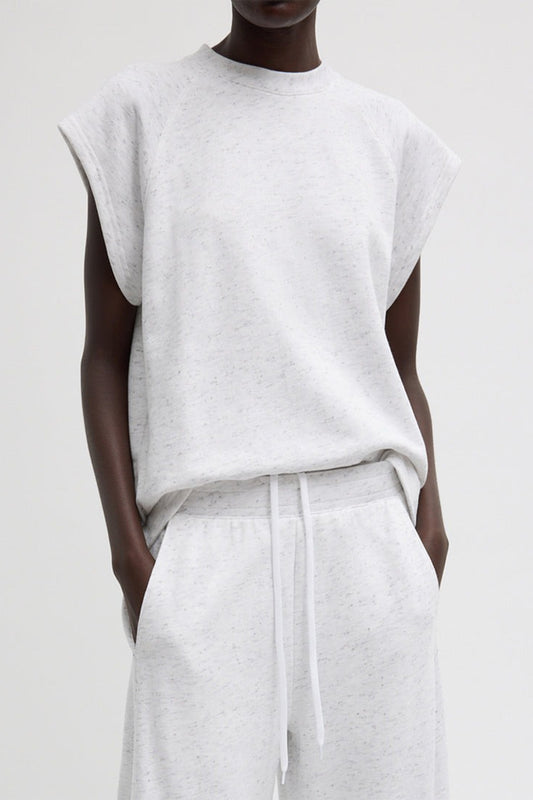 Spring Tweedy Sweatshirting Sleeveless Easy Top