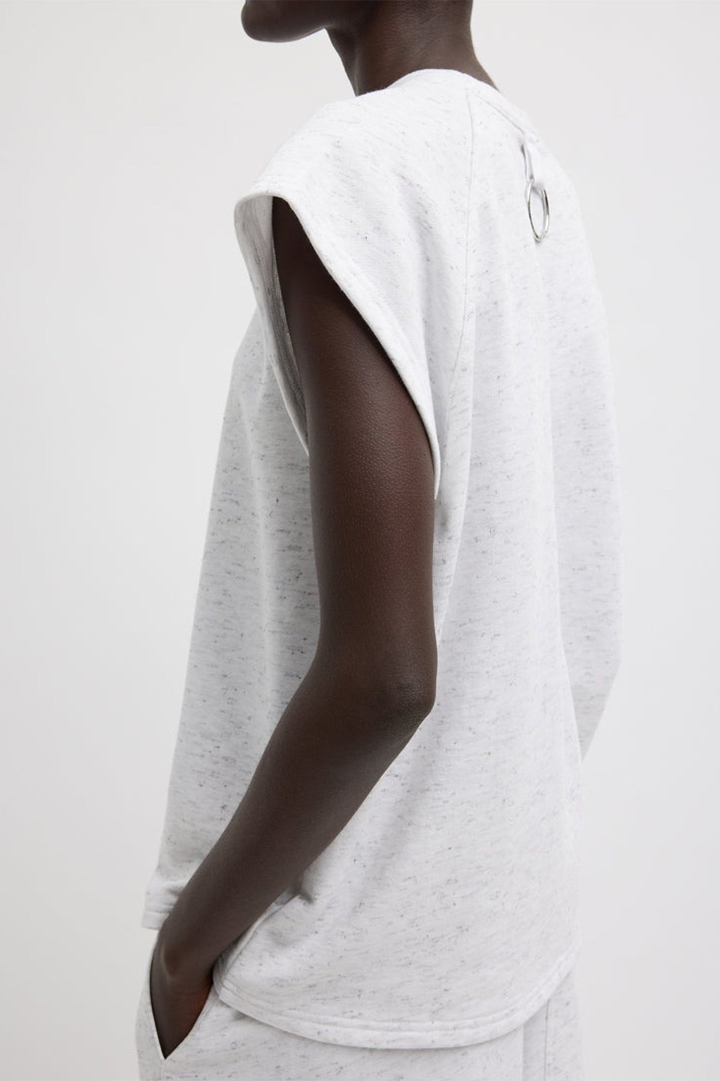 Spring Tweedy Sweatshirting Sleeveless Easy Top
