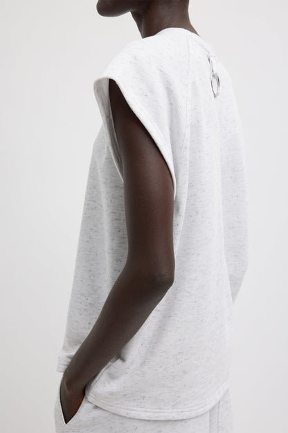 Spring Tweedy Sweatshirting Sleeveless Easy Top
