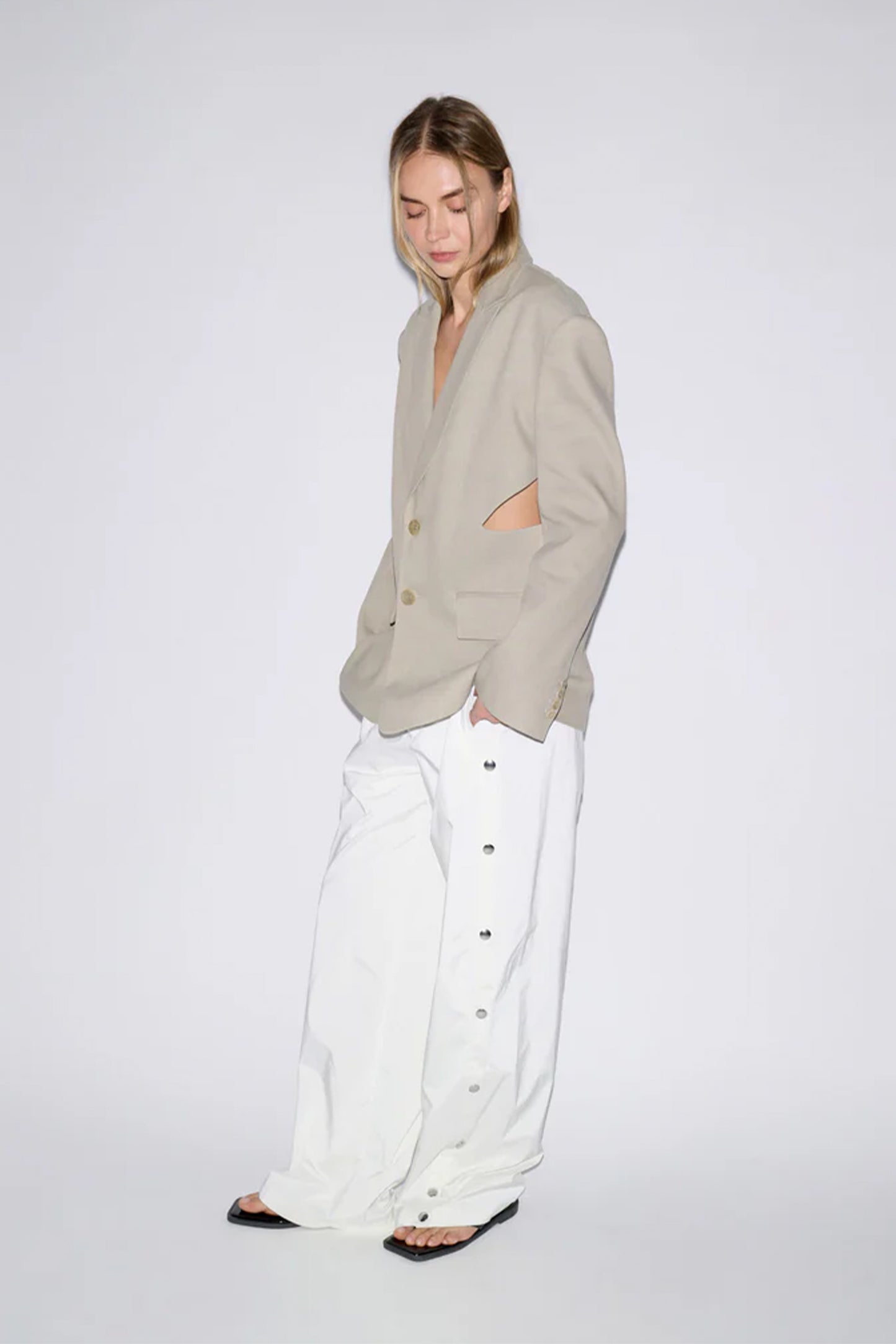 Stretch Linen Viscose Side Cut Blazer