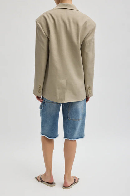 Stretch Linen Viscose Side Cut Blazer