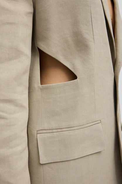 Stretch Linen Viscose Side Cut Blazer