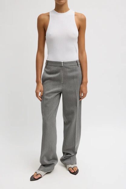 Structured Wool Zip Front Trouser