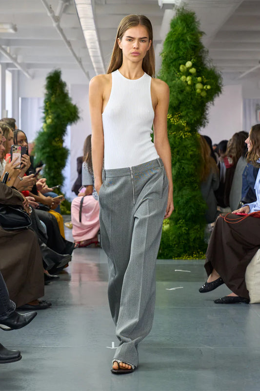Structured Wool Zip Front Trouser