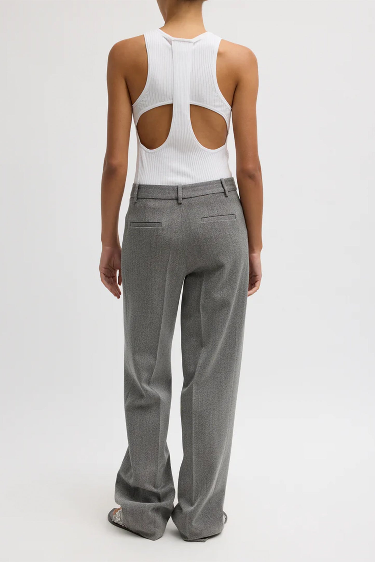 Structured Wool Zip Front Trouser