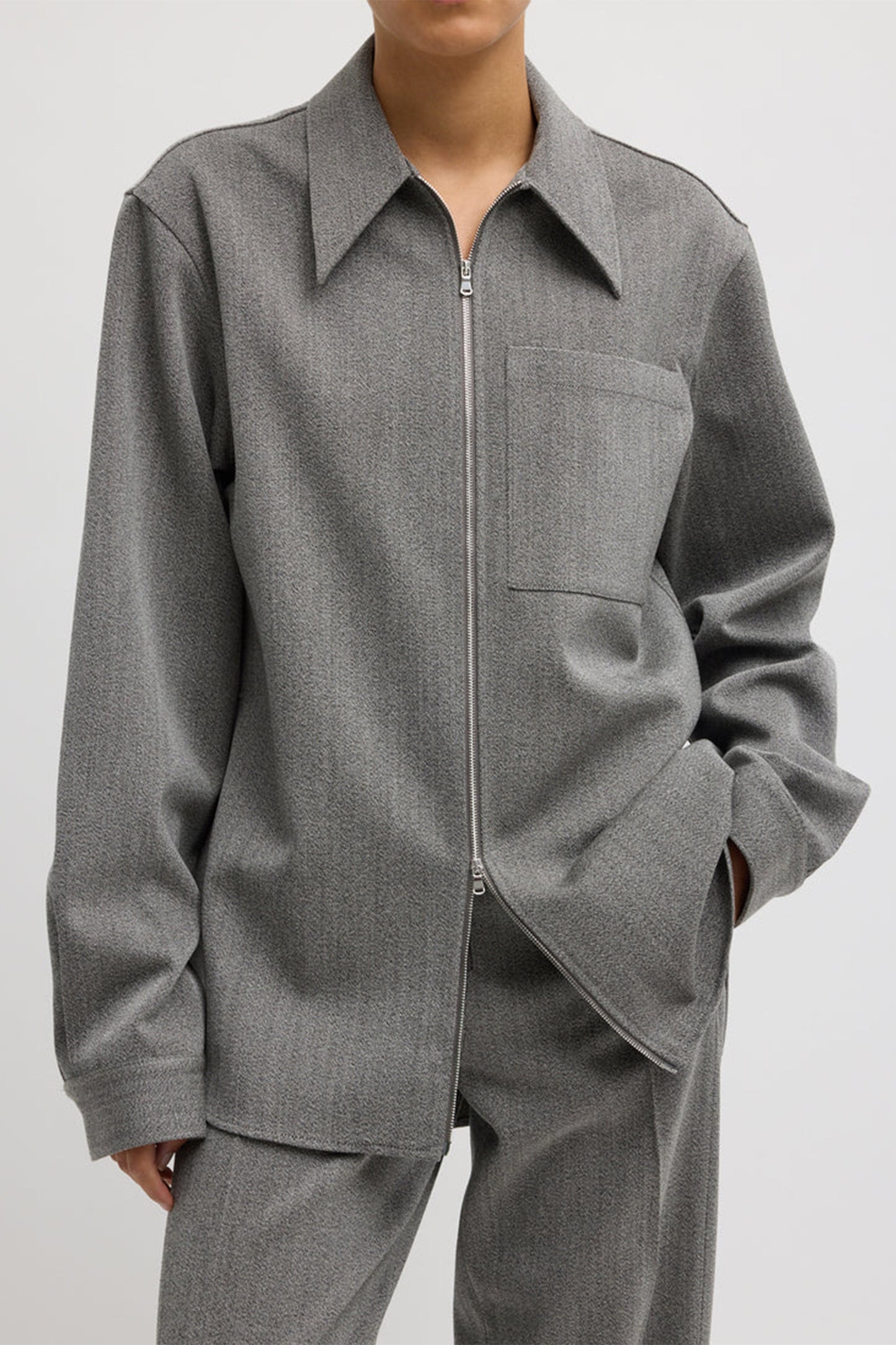 Structured Wool Zipper Jacket