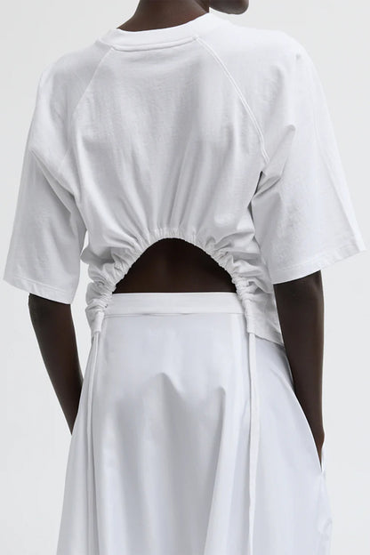 T-Shirting S/SLV Top With Shirred Back