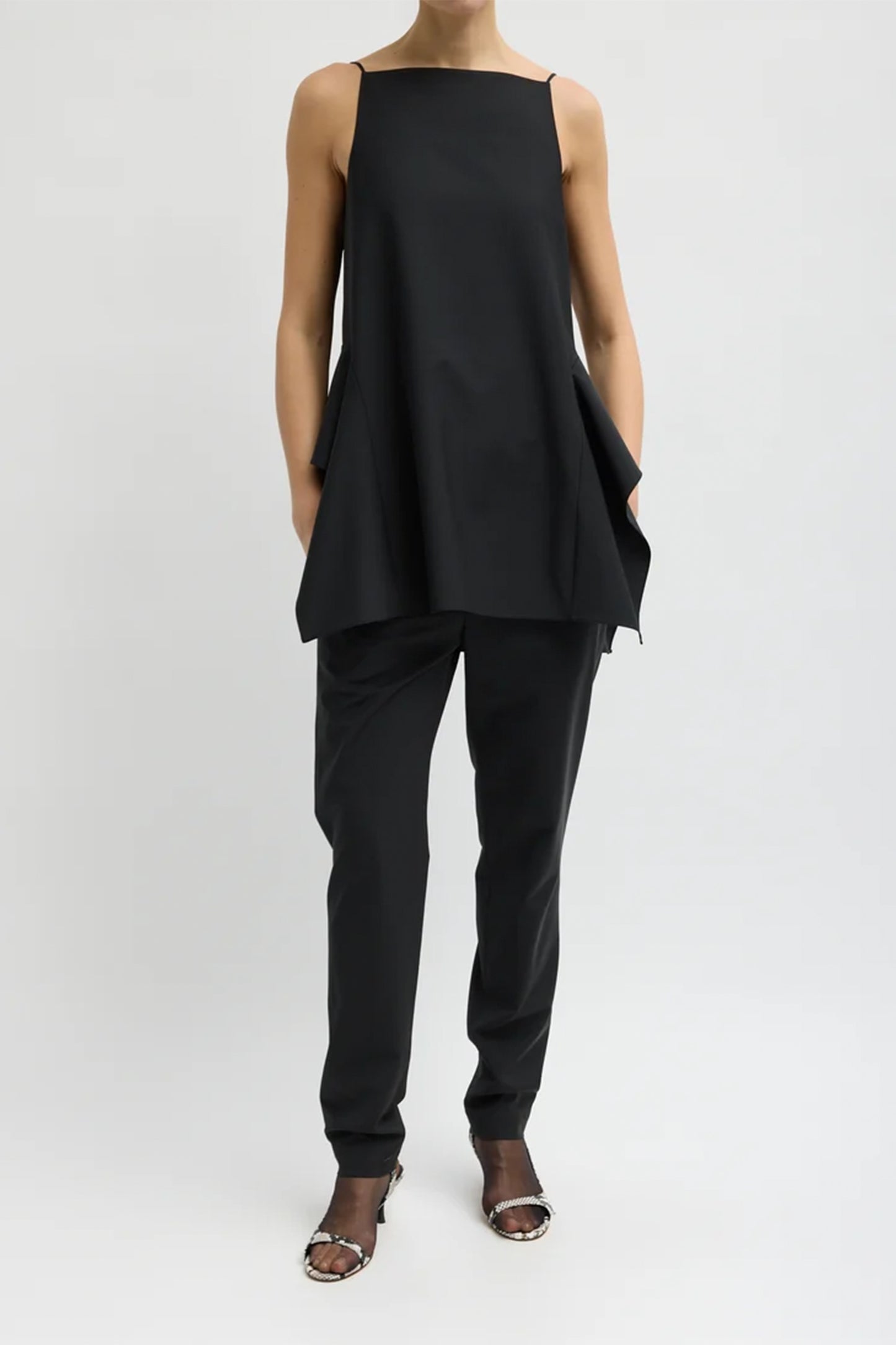 Tropical Wool Side Drape Top