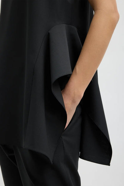 Tropical Wool Side Drape Top