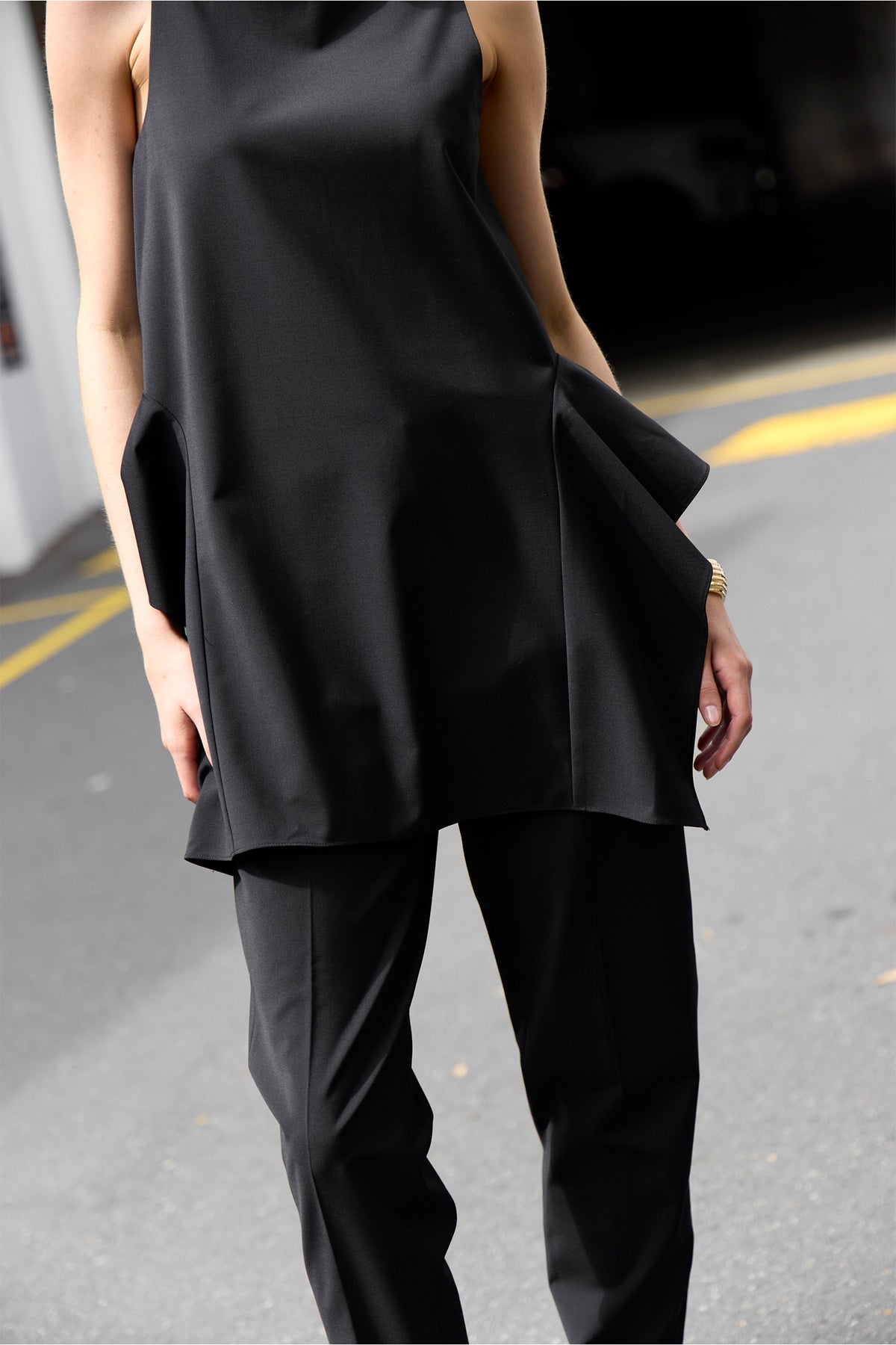 Tropical Wool Side Drape Top