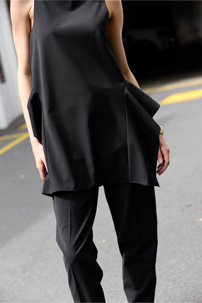 Tropical Wool Side Drape Top