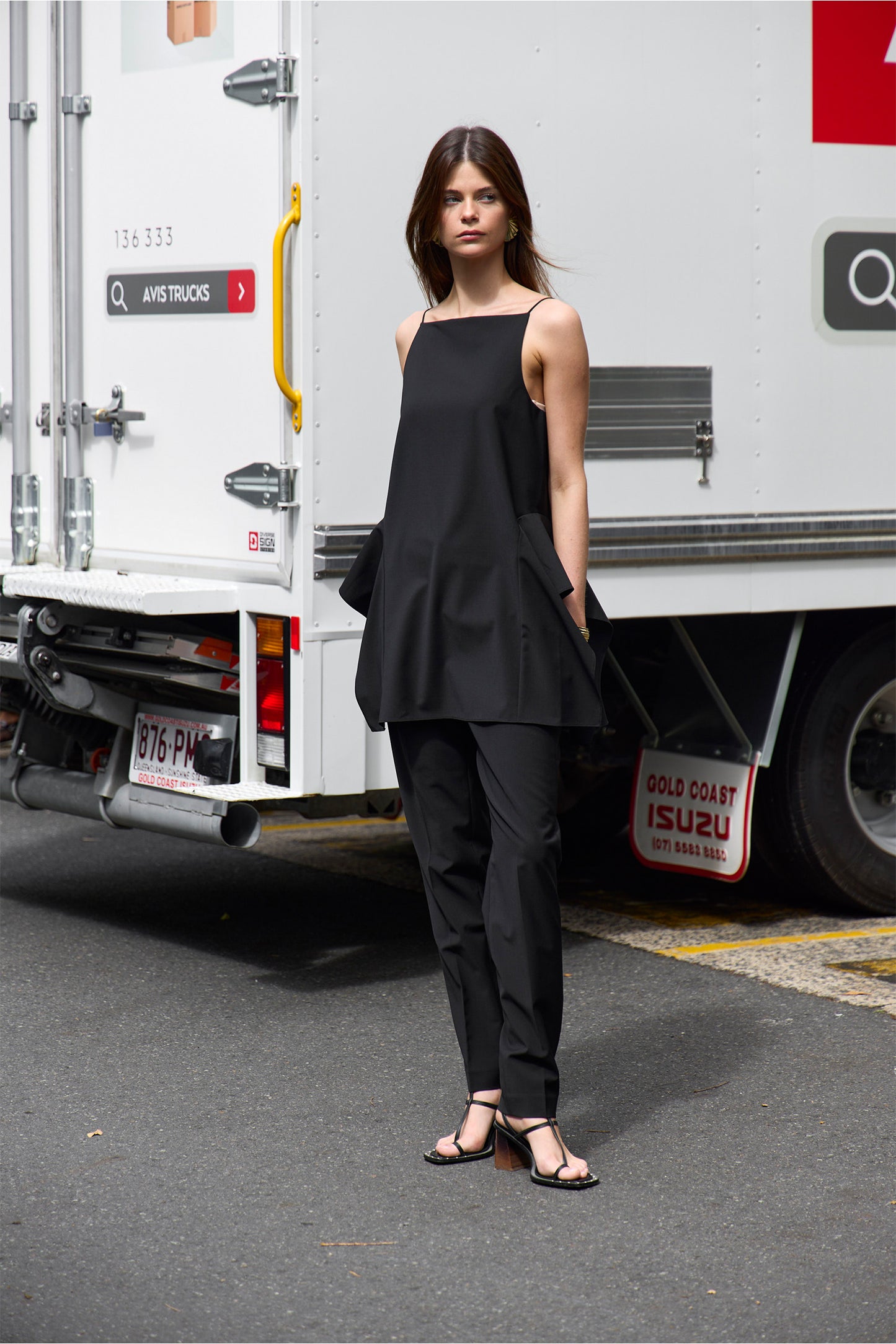 Tropical Wool Side Drape Top