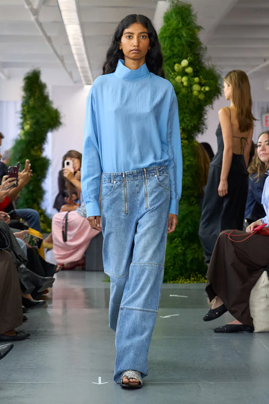Ultra Light Silk Tencel Funnel Neck Shirt