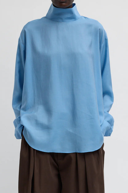Ultra Light Silk Tencel Funnel Neck Shirt