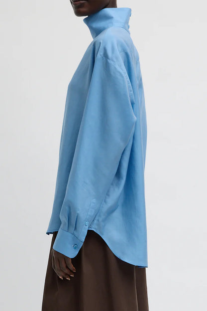 Ultra Light Silk Tencel Funnel Neck Shirt
