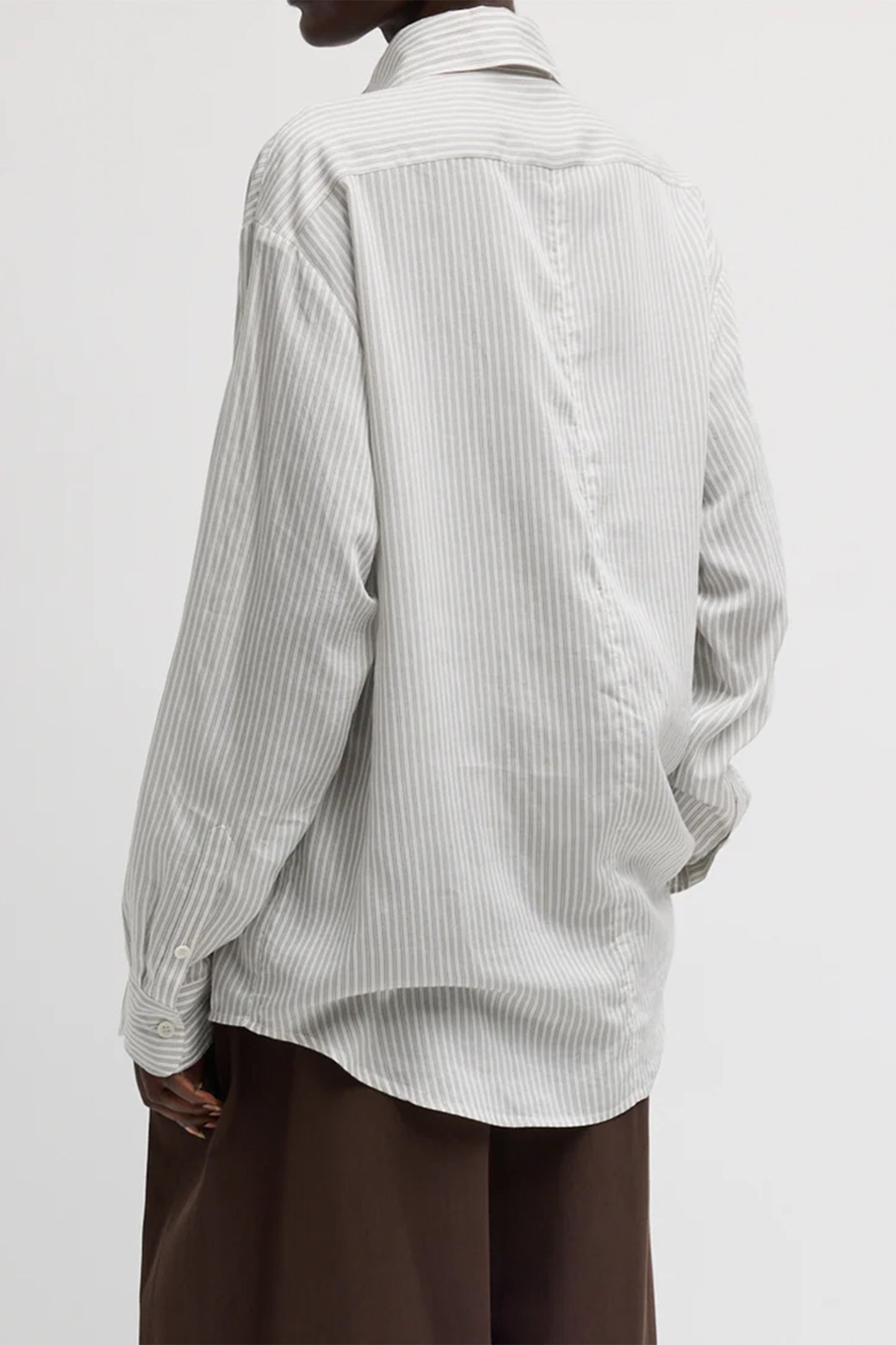 Ultra Light Silk Tencel Striped Pintuck Shirt