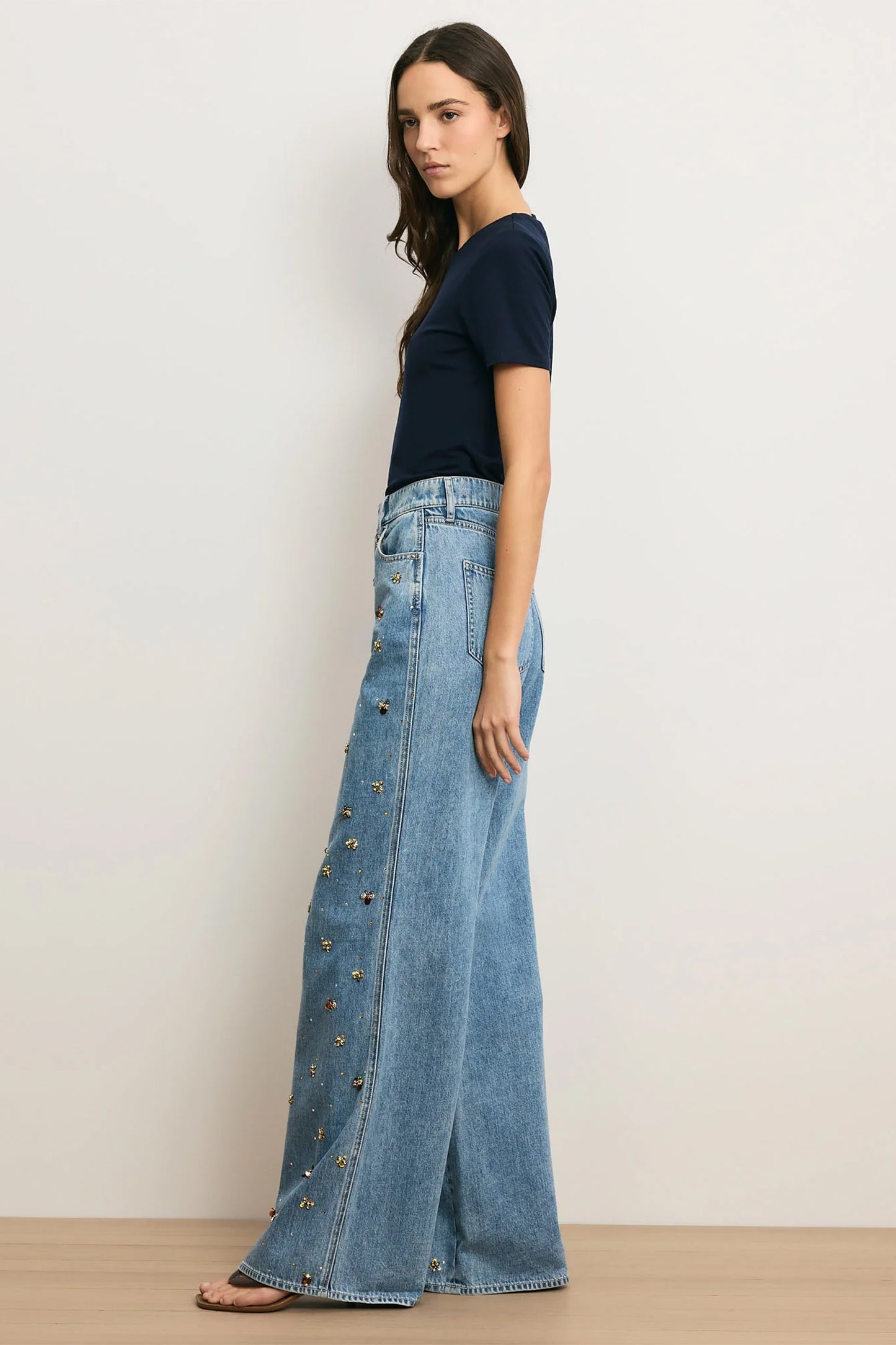 Kasey Embellished Wide Leg Jean