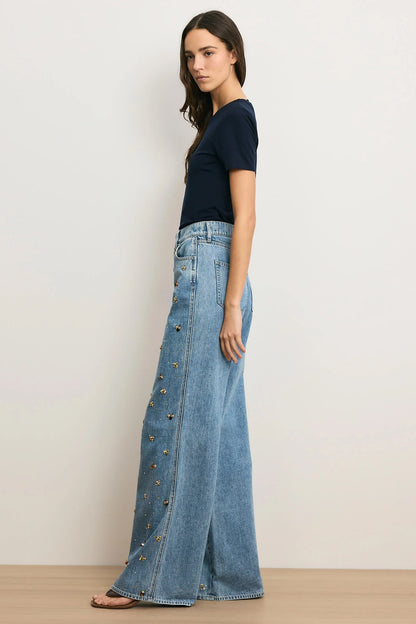Kasey Embellished Wide Leg Jean