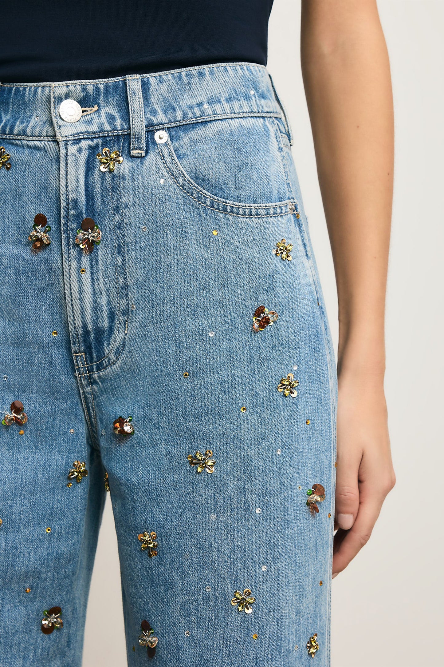 Kasey Embellished Wide Leg Jean
