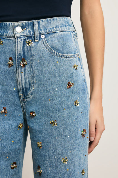 Kasey Embellished Wide Leg Jean
