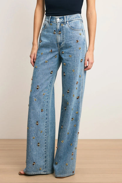 Kasey Embellished Wide Leg Jean