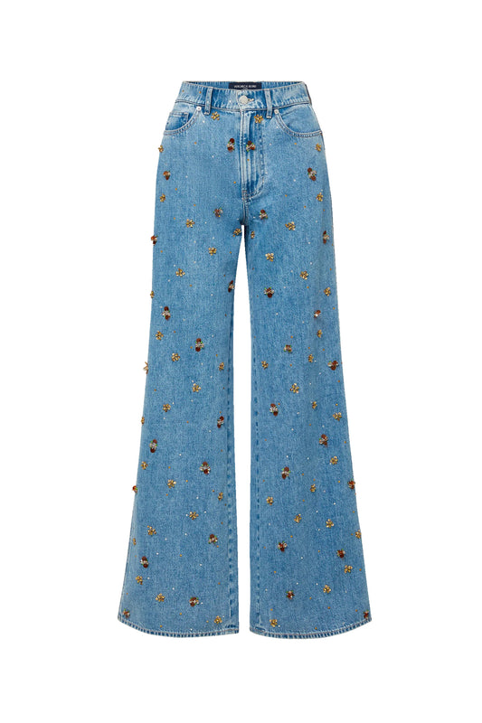 Kasey Embellished Wide Leg Jean