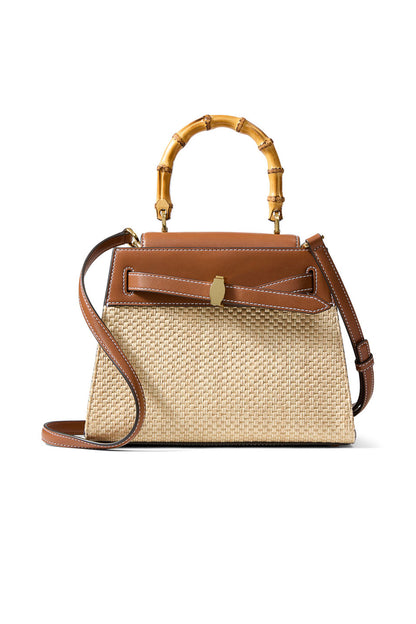 Raffia Dash Top Handle Bag