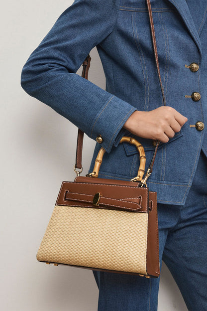 Raffia Dash Top Handle Bag