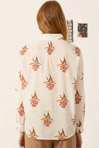 Kiki Persimmon Flower Shirt - FINAL SALE