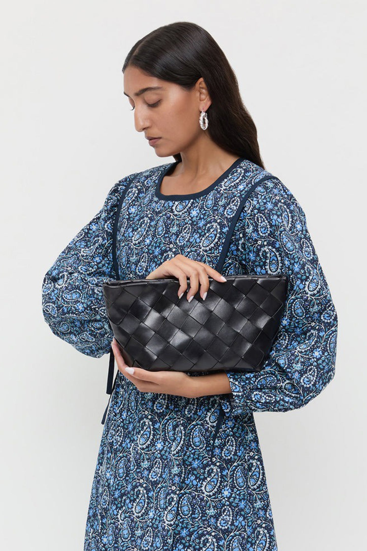 Wide Square Woven Clutch