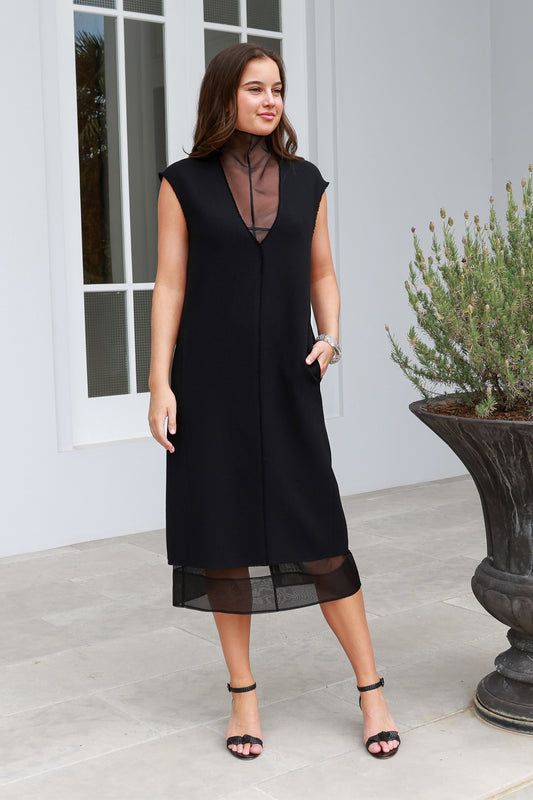 Melee Crepe V-Neck Dress