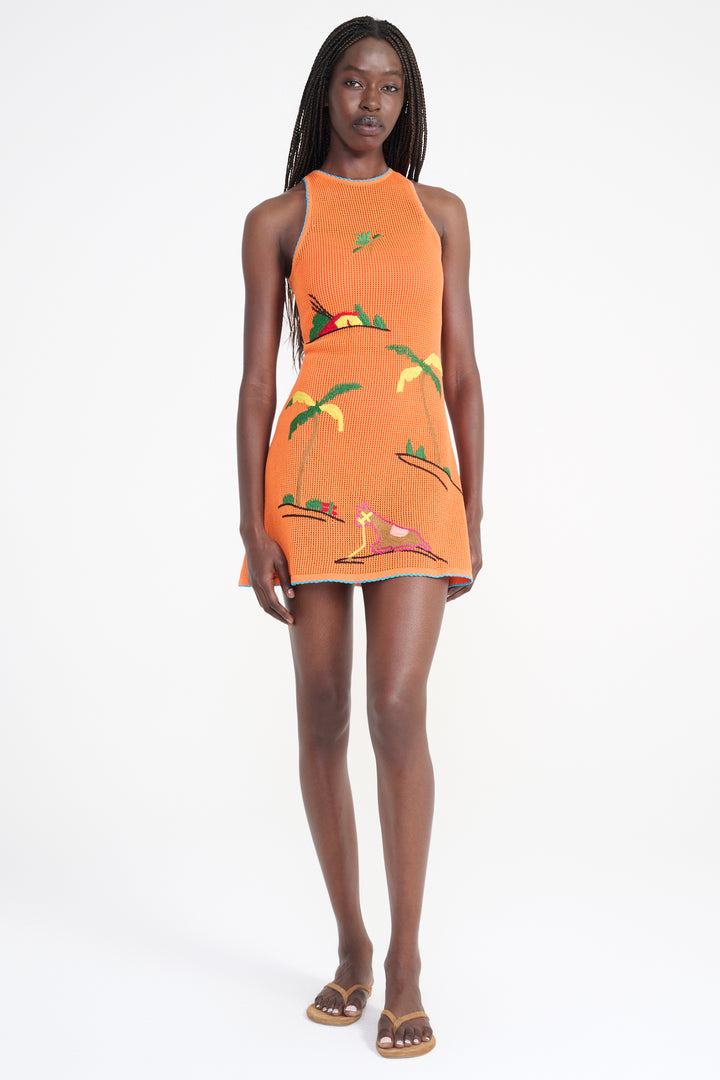 Staud Marea Dress - Riviera Flame