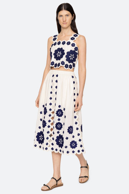Catrine Applique Midi Scallop Skirt