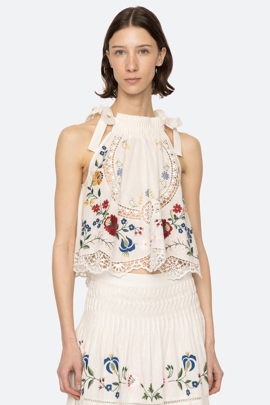 Celia Embroidery Halter Top
