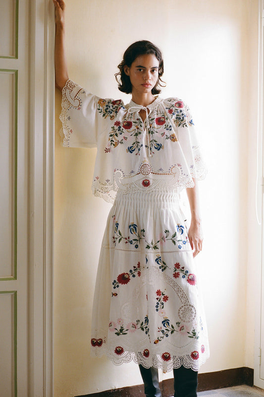 Celia Embroidery Midi Skirt