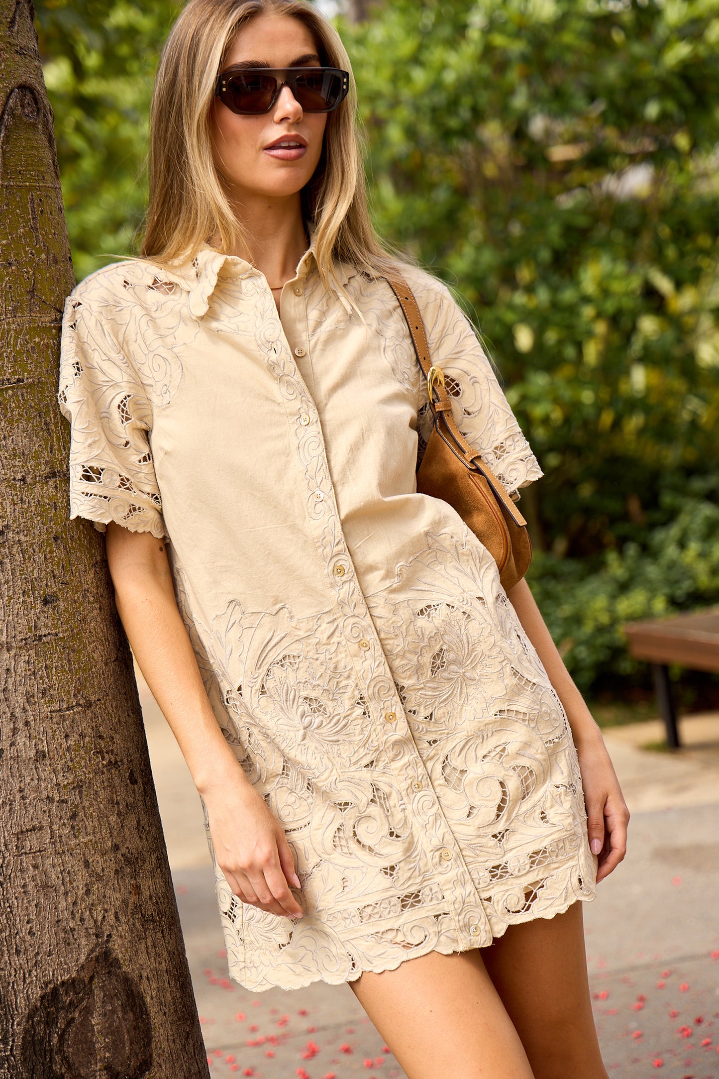 Ceci Embroidery S/SLV Shirt Dress