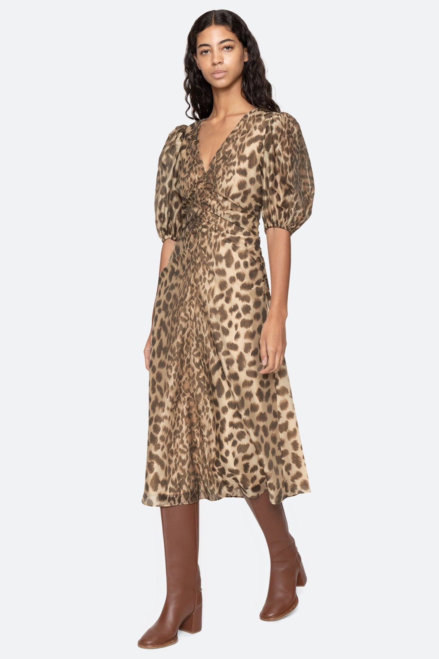 Claude Puff SLV Midi Dress