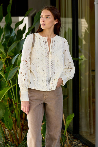 Lainey Embroidery L/SLV Button Down Top