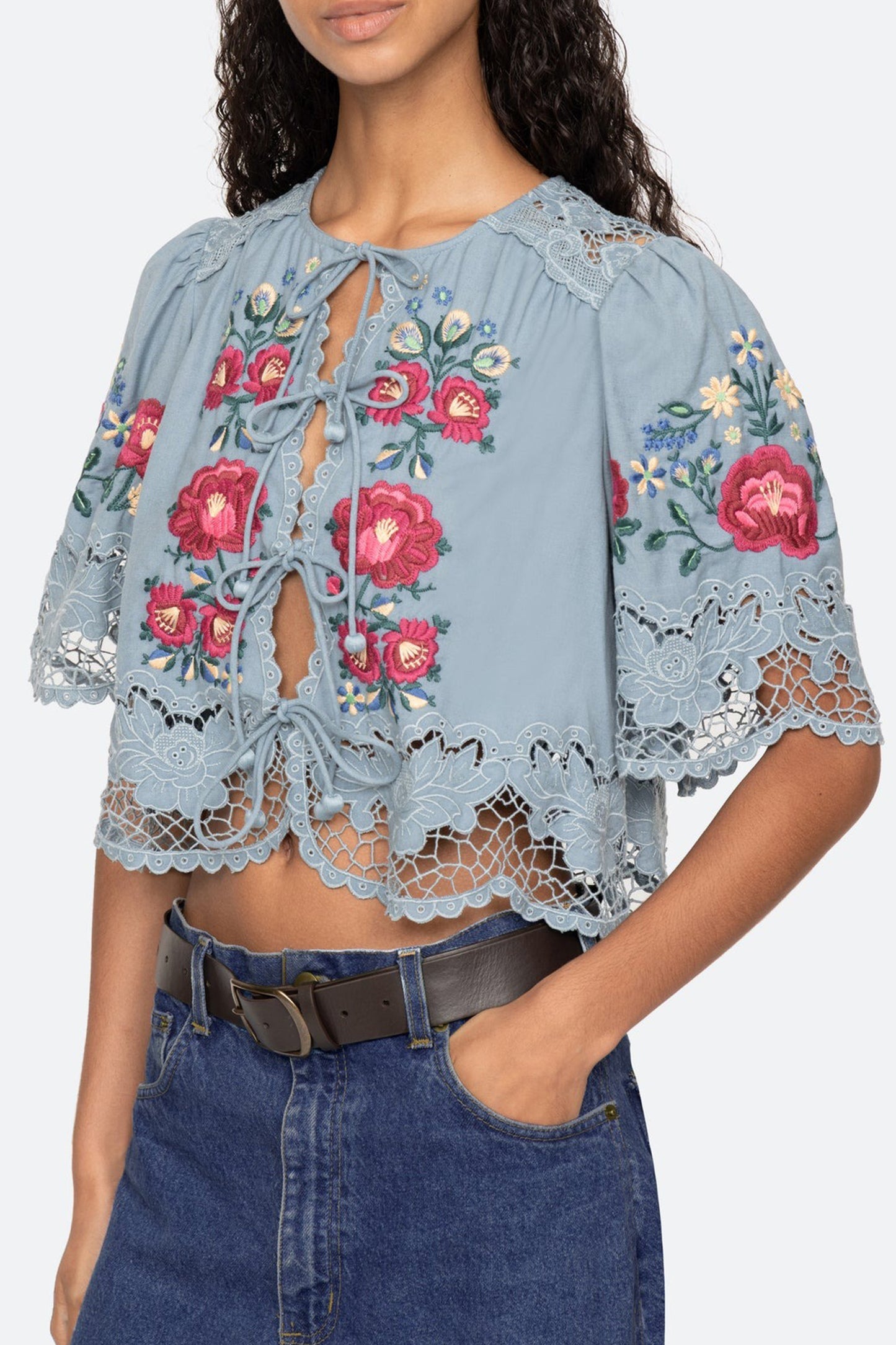 Rosaline Embroidery S/SLV Top