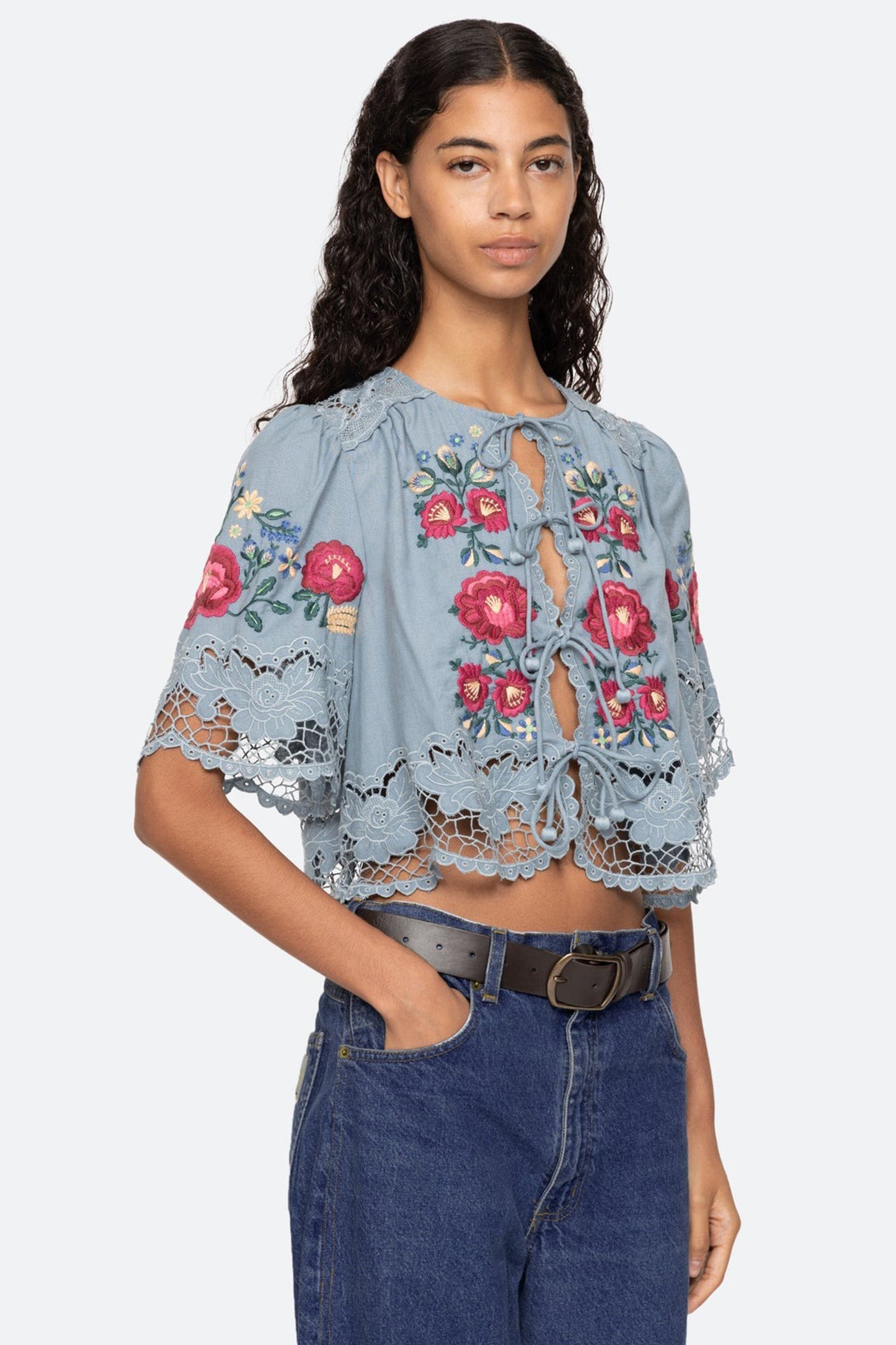 Rosaline Embroidery S/SLV Top