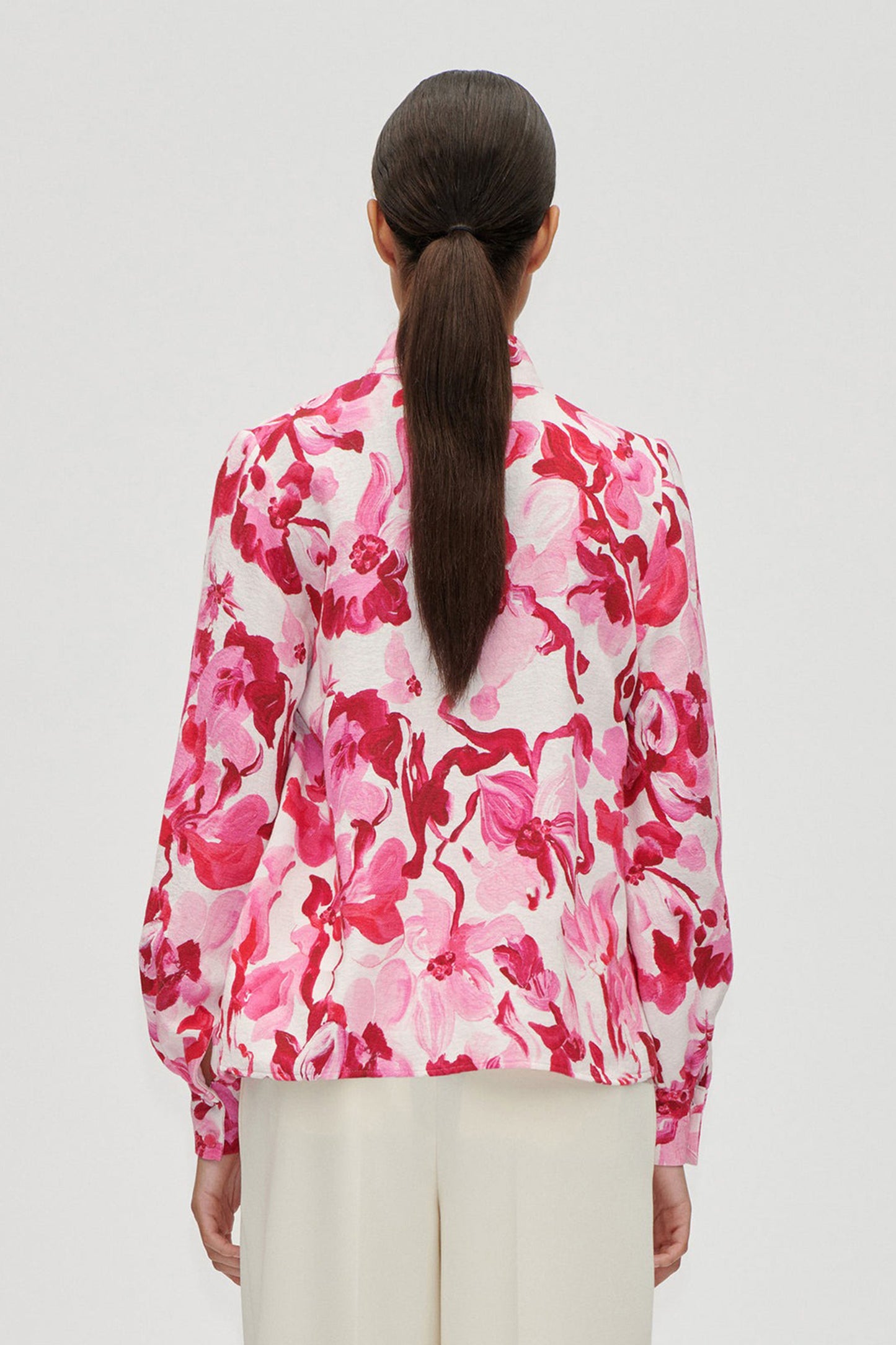 Gathered Highneck Long Sleeve Top