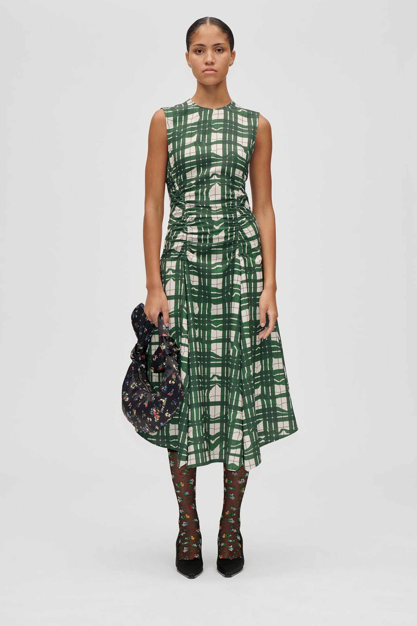 Sleeveless Gathered Midi Dress