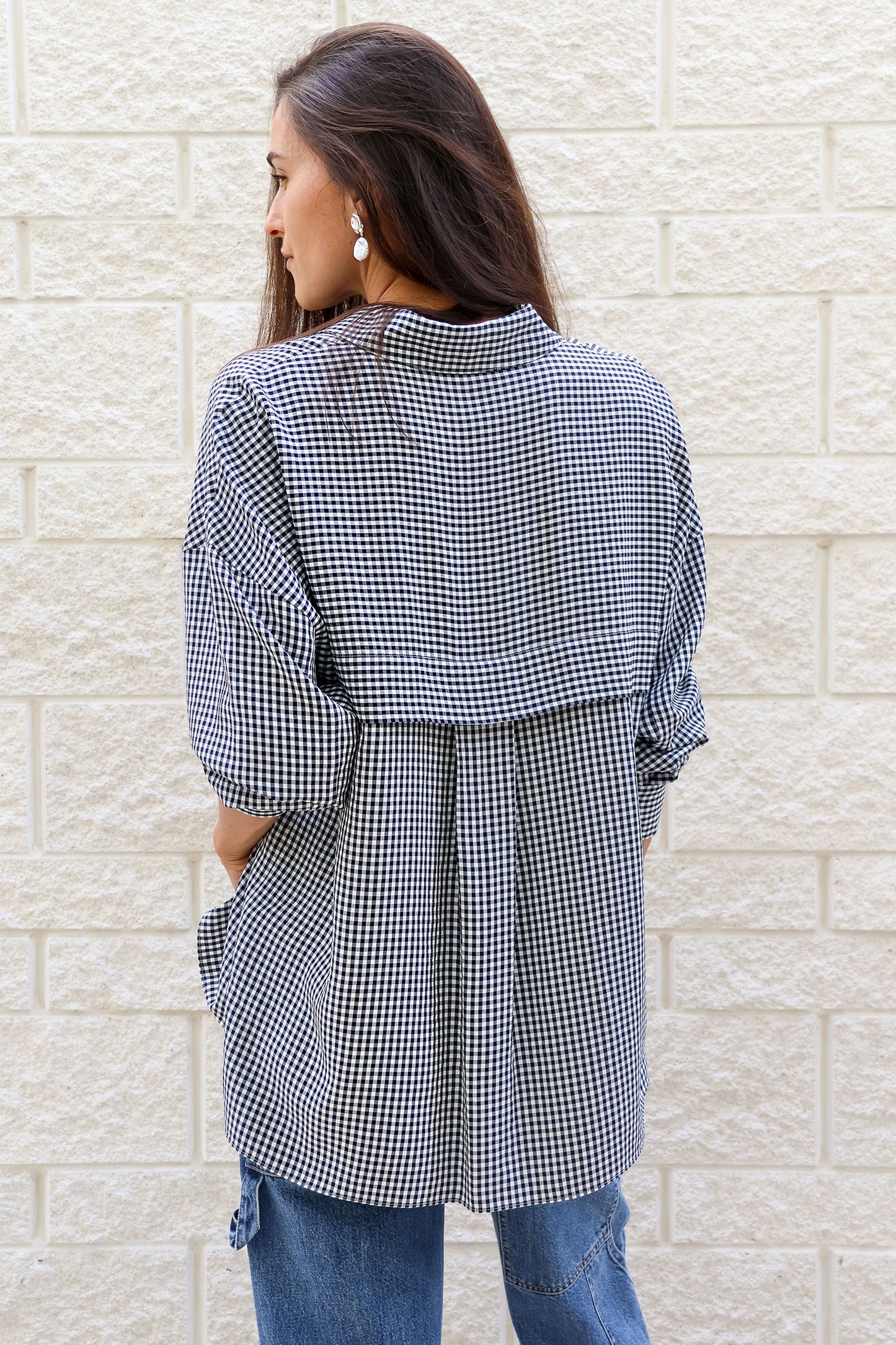 Viscose Gingham Oversized Shirt