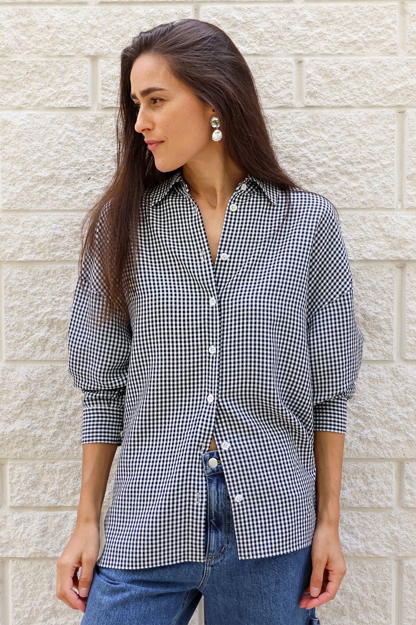 Viscose Gingham Oversized Shirt