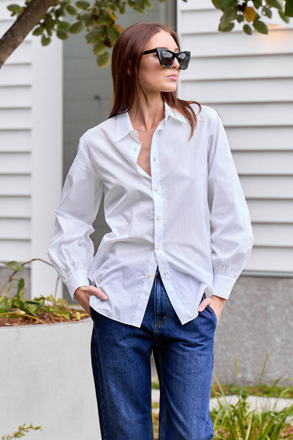 Gossamer Stripe Bishop Sleeve Shirt