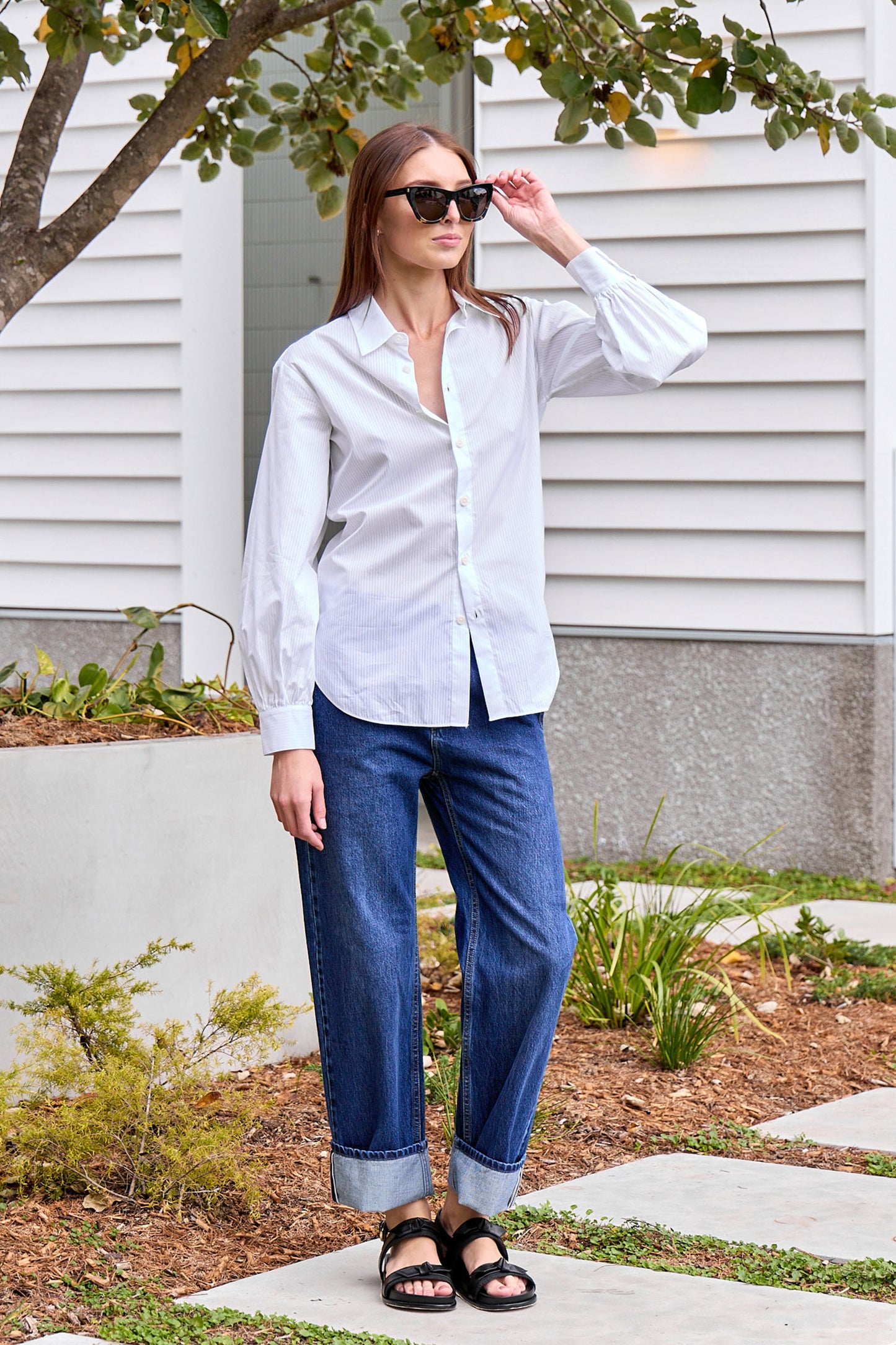 Gossamer Stripe Bishop Sleeve Shirt