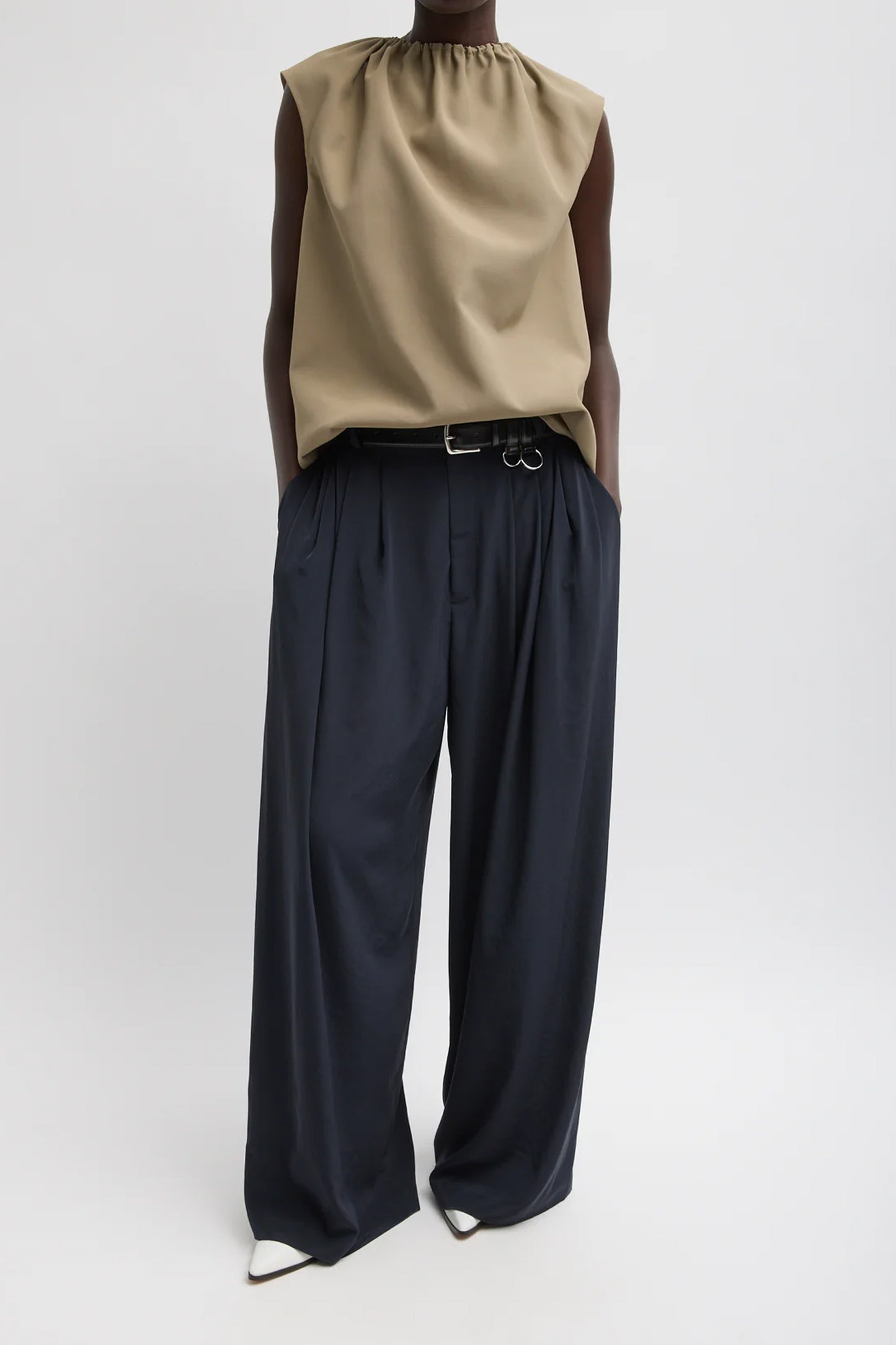 Lotte Nylon Shirred Neck Top