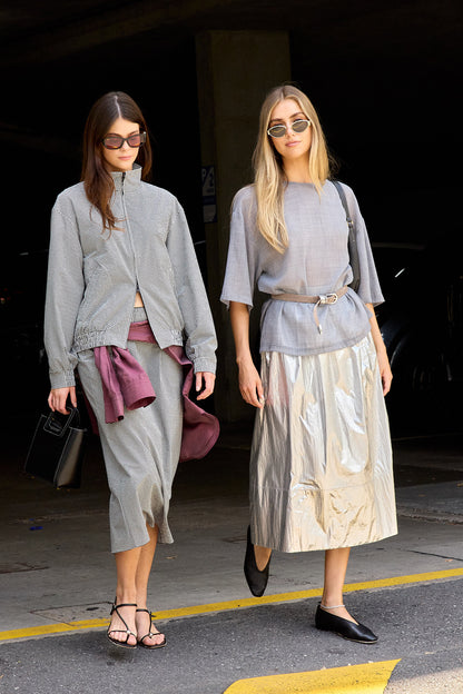 Metallic Nylon Pull On Full Skirt