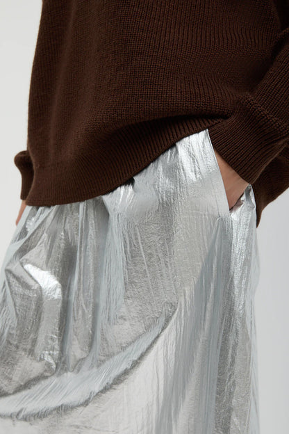 Metallic Nylon Pull On Full Skirt