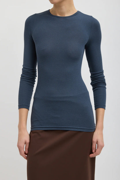 Circular Ribbed Crewneck Pullover Top